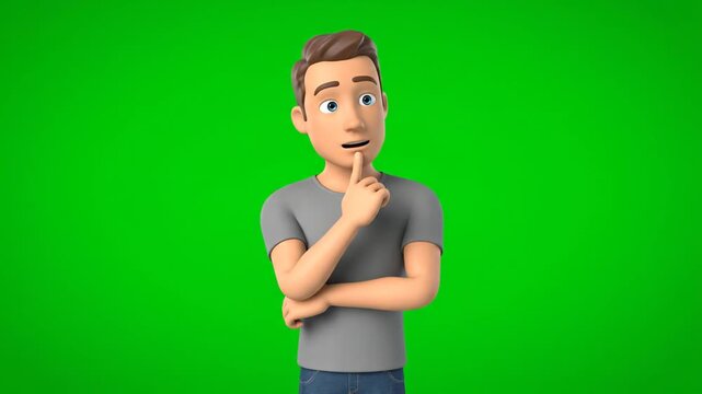 3d man in confusion style ,green background,4k