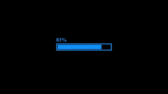 Abstract loading icon animation . Loading bar and percentage Futuristic progress loading bar 0-100 percent