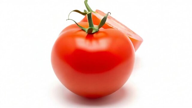 Fresh Red Tomato Halves Isolated on White Background Ready for Cooking.