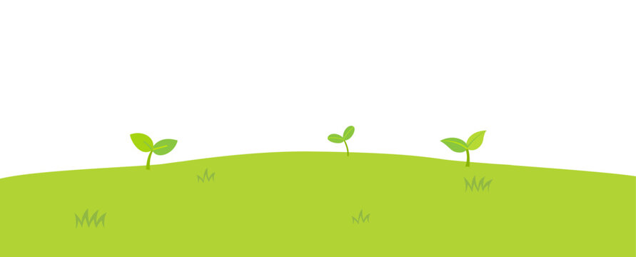 Spring sprouts nature illustration banner.