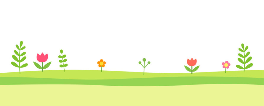 Spring flowers nature illustration banner.