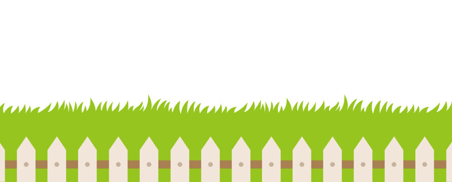 Grass and fence decoration illustration banner.