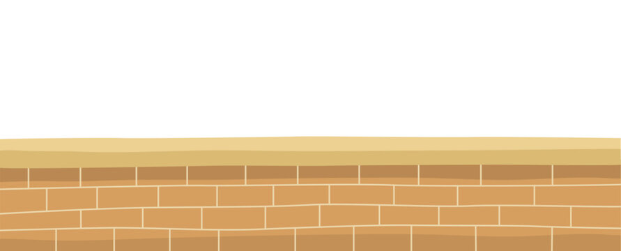 Brick wall fence design element illustration banner.