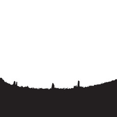 Obraz premium Minimalist white canvas with a dark horizon silhouette and distant landscape edge.