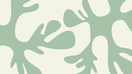 Minimalist Horizontal Banner Featuring an All Over Sage Green Organic Botanical Pattern with Fluid Abstract Shapes on a Light Cream Background for Creative Web Layouts and Modern Interior Decor