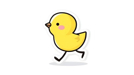 Cute cartoon yellow chick running with blush on cheeks.