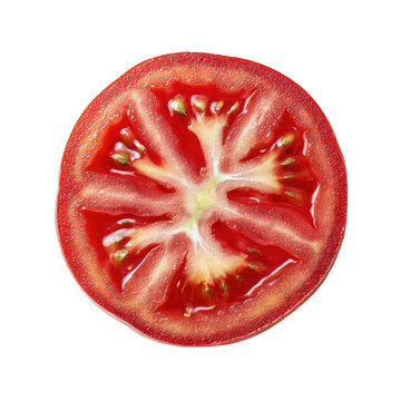 Fresh cut tomato half isolated on transparent background