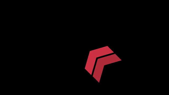 Down To Up Diagonal Left Arrow Directional Loop Animation Red Isolated On Black Background