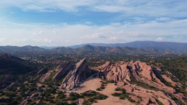 drone footage of vasquez rocks natural area in acton, california
