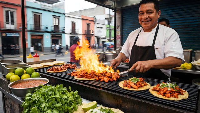 Mexican street food grill