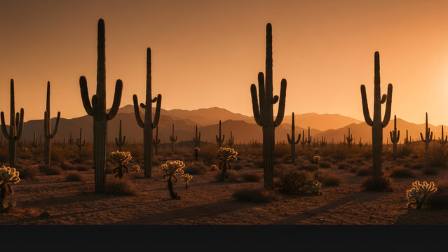 desert sunset saguaro landscape