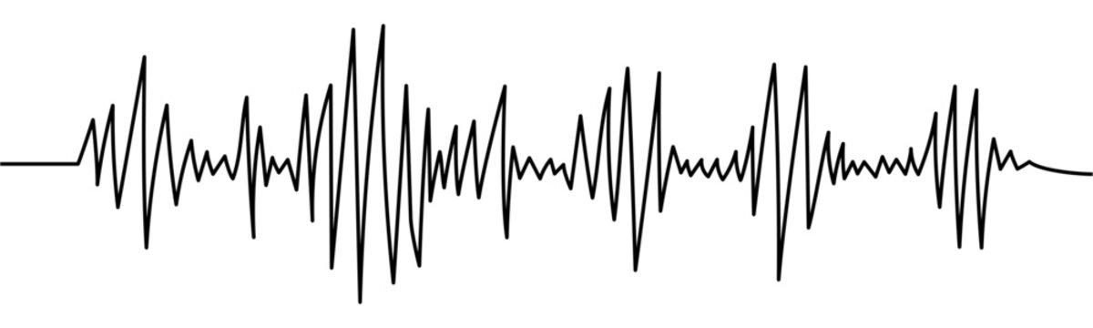 Continuous line vector illustration of a sound wave spectrogram isolated on transparent background. Minimalist one line drawing concept of audio signal, music visualization and sound technology