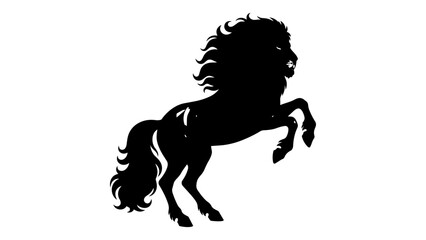 Equestrian Silhouette: A bold silhouette of a rearing horse, its powerful form and flowing mane captured in dramatic detail, evoking strength and freedom. © Sabbir