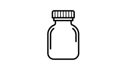 Fototapeta premium Simple line icon of a small glass bottle with a cap