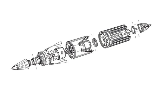 Detailed mechanical engineering design of a disassembled rocket engine