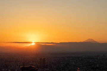 Fototapeta premium View of sunset from Shibuya Sky in Tokyo