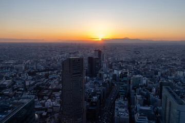 Fototapeta premium View of sunset from Shibuya Sky in Tokyo