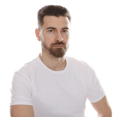 Obraz premium Portrait of bearded man on white background