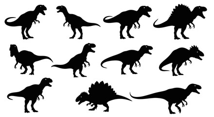 Obraz premium Collection of Various Dinosaur Silhouettes.
