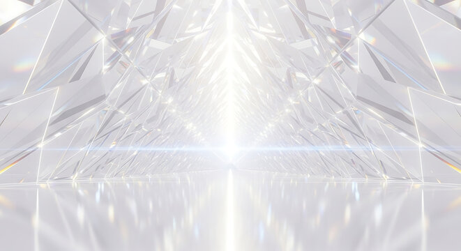 bright futuristic crystal tunnel reflecting a luminous pathway symbolizing innovation data flow and digital progress