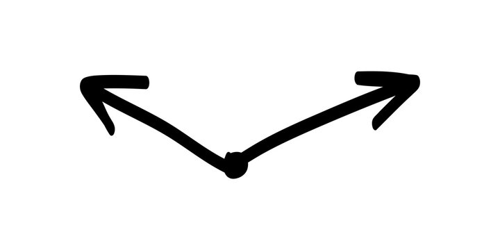 Hand drawn diverging arrows representing choice, decision and direction options.