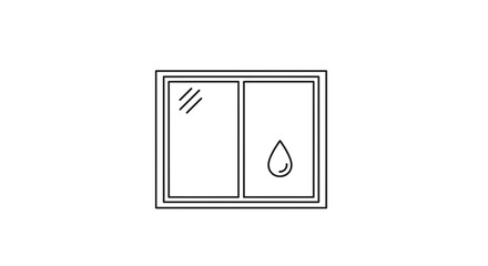 Window with Rain Drops and Sun Rays - Cleanliness and Weather Icon