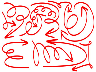 red hand drawn arrows collection