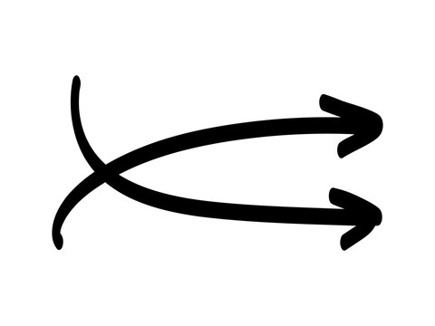 Hand drawn double arrow icon showing split direction choice and forward movement
