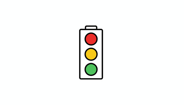 Traffic Light Icon with Red, Yellow, and Green Lights - Simple Vector Illustration
