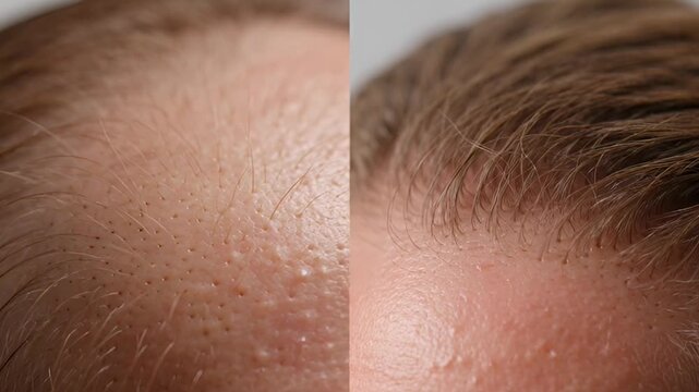 Comparison of hair density before and after a hair regrowth treatment for thinning hair