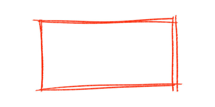 Rectangle frame line. Red hand drawn rectangle shape outline. Red rectangle frame sketch