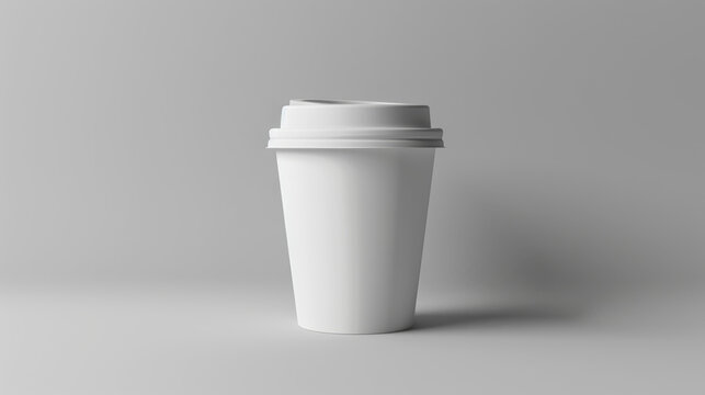 White disposable coffee cup mockup stands ready for branding design.