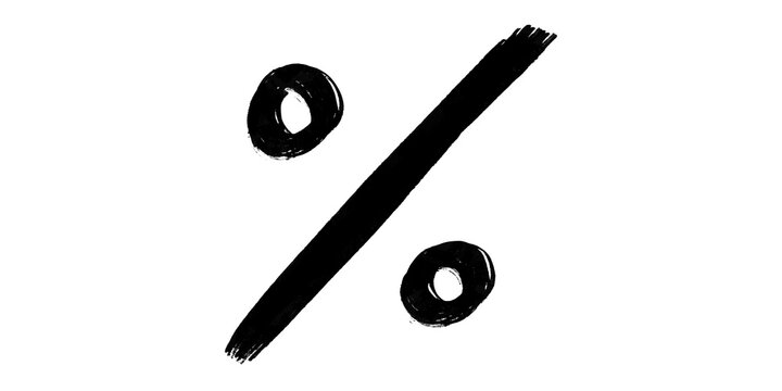 Hand drawn percent symbol brush stroke icon.