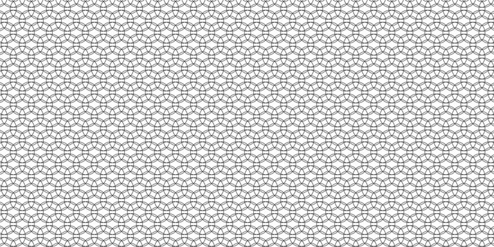 Seamless geometric circle pattern background with interlocking line art motif.