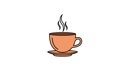 Obraz premium Steaming Coffee Cup on Saucer, Hot Beverage, Morning Drink, Cozy Atmosphere