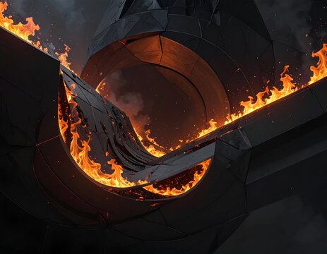 Fiery Furnace - Industrial Process with Intense Flames and Metal.