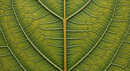 Obraz premium Close up of a detailed green leaf showing veins and texture macro photography