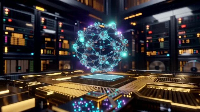 abstract circuit with hologram