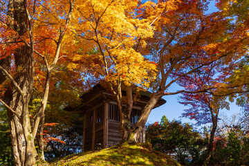 日本の風景・秋　岩手県平泉町　紅葉の世界遺産中尊寺　梵鐘