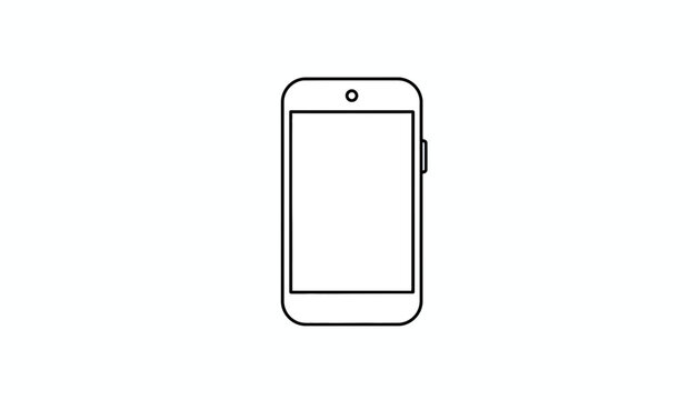 Simple Outline of a Smartphone Icon on a White Background