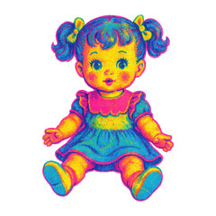 Fototapeta premium PNG Colorful retro doll illustration.