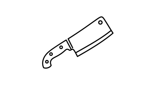 Simple Line Drawing of a Butcher Knife