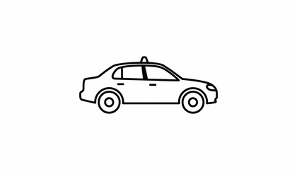 Fototapeta premium Simple Line Art Icon of a Taxi Cab Car