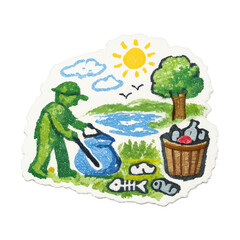 Naklejka premium PNG Eco-friendly cleanup illustration