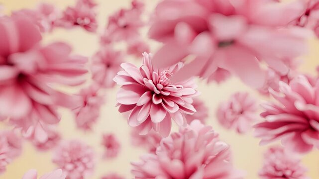 3D animation of vibrant orange tulips with green stems falling and floating in the air, realistic spring floral motion graphics for happiness, nature, and garden concepts.