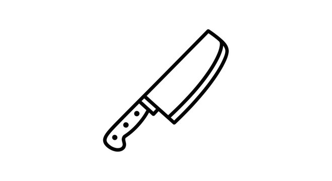 Simple Line Art Icon of a Chef's Knife