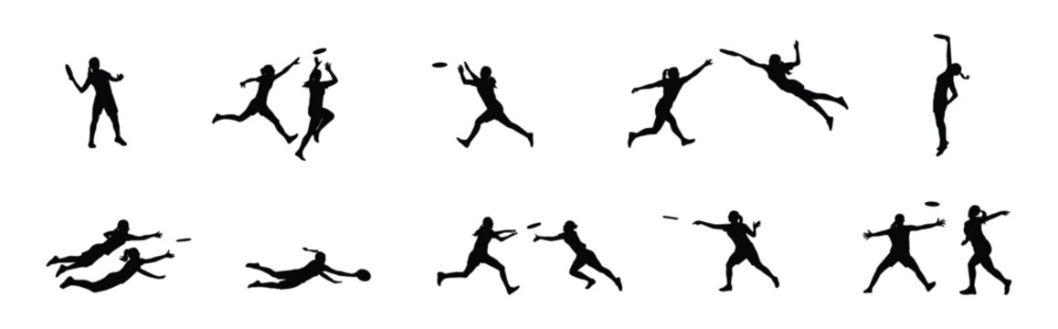 female ultimate flying disc player silhouette