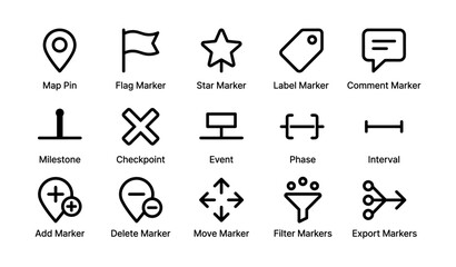 Fototapeta premium Collection of map icons for navigation and marking