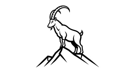 Fototapeta premium Majestic mountain goat standing victoriously atop a rugged peak, symbolizing strength and