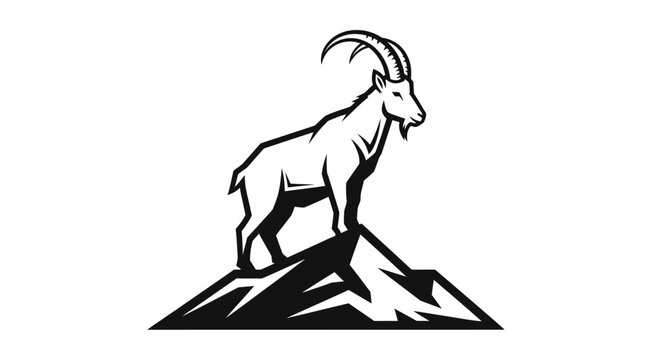 Sturdy mountain goat standing triumphantly on a rugged peak, a symbol of perseverance and the wild